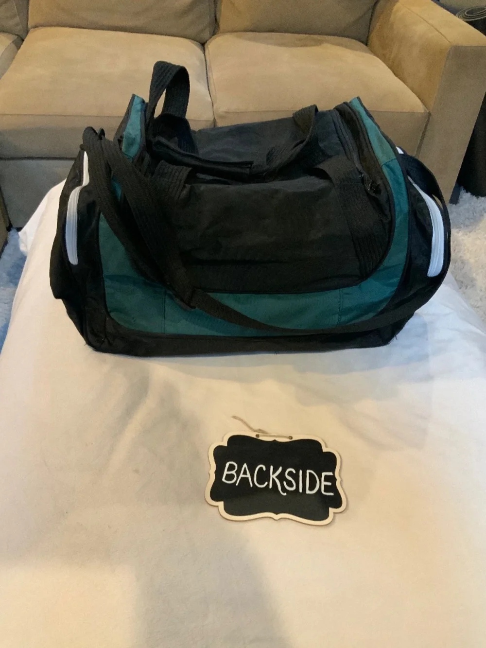 Reebok Vintage Black Green Duffel Gym Bag Active Travel Sporty Retro